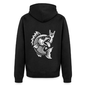 Rock Music Funny Guppy Fish Metal Music Retro - Unisex Premium Organic Zip Hoodie - black - Back - Nico (187cm)