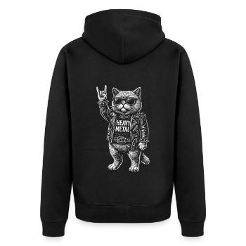 Heavy Metal Rock Musik Lustiges Outfit - Unisex Premium Bio Zip Hoodie - Schwarz - Hinten - Nico (187cm)