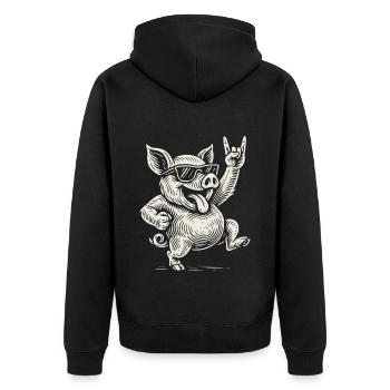 Rock Musique Drôle Heavy Metal Cochon Rétro - Veste à capuche bio Premium Unisexe - noir - Dos - Nico (187cm)