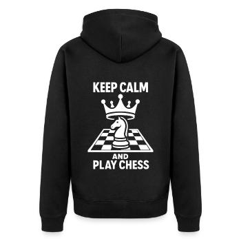 Keep Calm And Play Chess Funny Chess Lovers - Unisex Premium Organic Zip Hoodie - black - Back - Nico (187cm)