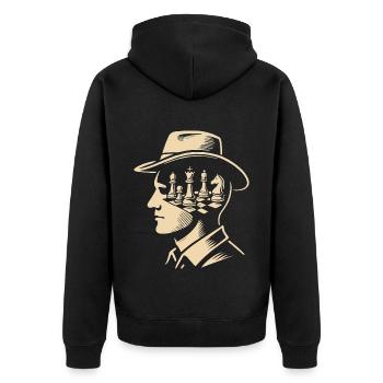 Schachspieler Geist Brettspiel Männer Frauen - Unisex Premium Bio Zip Hoodie - Schwarz - Hinten - Nico (187cm)