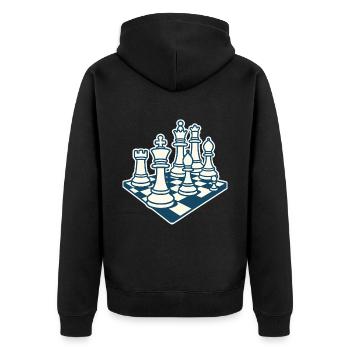 Chess Player Chess Pieces Board Game Art - Unisex Premium Organic Zip Hoodie - black - Back - Nico (187cm)