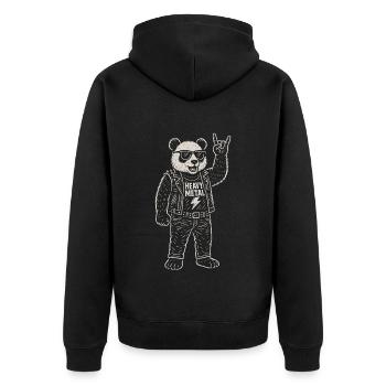Heavy Metal Panda Retro Rock Musik Lustig Metall - Unisex Premium Bio Zip Hoodie - Schwarz - Hinten - Nico (187cm)