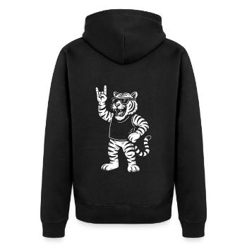 Tiger Metal Music Rock Musik Funny Heavy Metal - Unisex Premium Bio Zip Hoodie - Schwarz - Hinten - Nico (187cm)