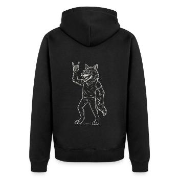 Rock Music Wolf Heavy Metal Funny Retro - Unisex Premium Organic Zip Hoodie - black - Back - Nico (187cm)