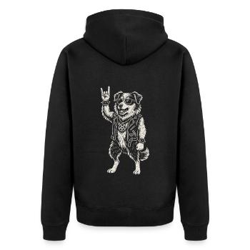 Musique rock Drôle Berger australien Chien - Veste à capuche bio Premium Unisexe - noir - Dos - Nico (187cm)