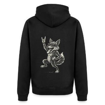Fox aime la musique rock Musique métal Drôle - Veste à capuche bio Premium Unisexe - noir - Dos - Nico (187cm)