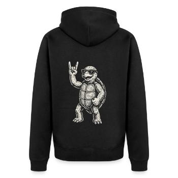 Rock Musique Drôle Tortue Heavy Metal Rétro - Veste à capuche bio Premium Unisexe - noir - Dos - Nico (187cm)