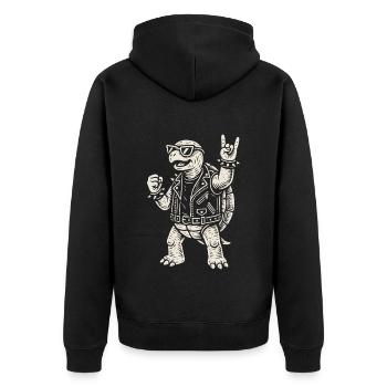 Rock Musique Tortue Drôle Heavy Metal Rétro - Veste à capuche bio Premium Unisexe - noir - Dos - Nico (187cm)