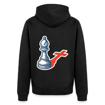 Chess Player Funny Bishop Shadow Design - Unisex Premium Organic Zip Hoodie - black - Back - Nico (187cm)