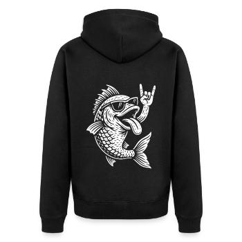 Metal Musik Lustige Fische Rock Musik Heavy Metal - Unisex Premium Bio Zip Hoodie - Schwarz - Hinten - Nico (187cm)