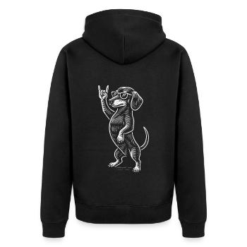 Rock Musique Drôle Heavy Metal Rétro Teckel - Veste à capuche bio Premium Unisexe - noir - Dos - Nico (187cm)