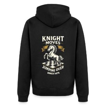 Ritter Bewegt Sich Und Springt Über Schachspieler - Unisex Premium Bio Zip Hoodie - Schwarz - Hinten - Nico (187cm)