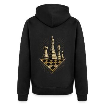 Joueur d’échecs Jeu de société Pièces d’échecs - Veste à capuche bio Premium Unisexe - noir - Dos - Nico (187cm)