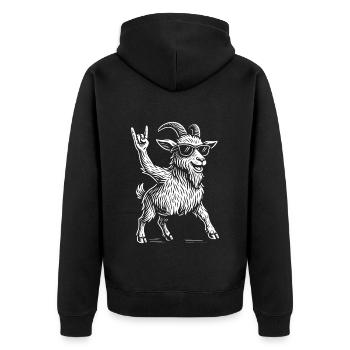 Rock Music Funny Pygmy Goat Heavy Metal - Unisex Premium Organic Zip Hoodie - black - Back - Nico (187cm)