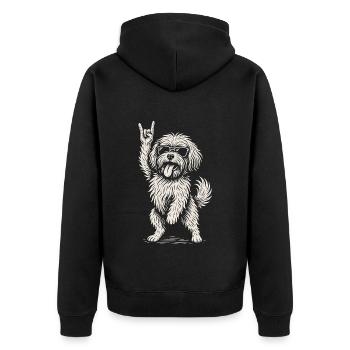 Rockmusik Havaneser Hund Lustiges Heavy Metal - Unisex Premium Bio Zip Hoodie - Schwarz - Hinten - Nico (187cm)