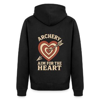Archery Aim For The Heart Archer Bow - Unisex Premium Organic Zip Hoodie - black - Back - Nico (187cm)
