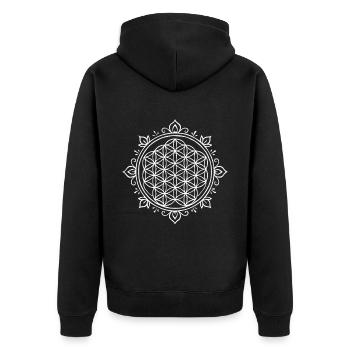 Affirmation Achtsamkeit Emotionale Resilienz - Unisex Premium Bio Zip Hoodie - Schwarz - Hinten - Nico (187cm)
