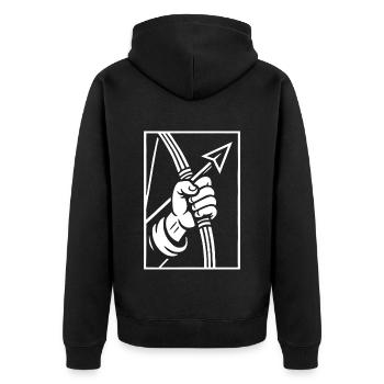 Tir à l’arc main avec flèche - Veste à capuche bio Premium Unisexe - noir - Dos - Nico (187cm)