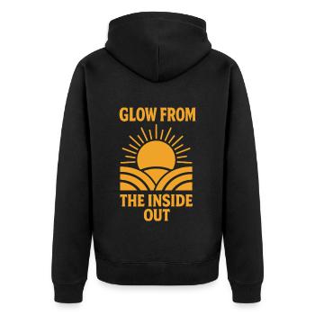 Glow From The Inside Out Mindfulness Affirmation - Unisex Premium Organic Zip Hoodie - black - Back - Nico (187cm)