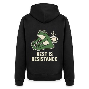 Le calme est résistance, pleine conscience, affirmation - Veste à capuche bio Premium Unisexe - noir - Dos - Nico (187cm)