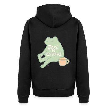 Calmness is resistance mindfulness affirmation - Unisex Premium Organic Zip Hoodie - black - Back - Nico (187cm)