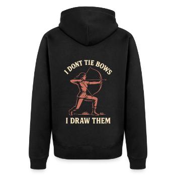 Je ne fais pas de nœuds, je les dessine Archer drôle - Veste à capuche bio Premium Unisexe - noir - Dos - Nico (187cm)
