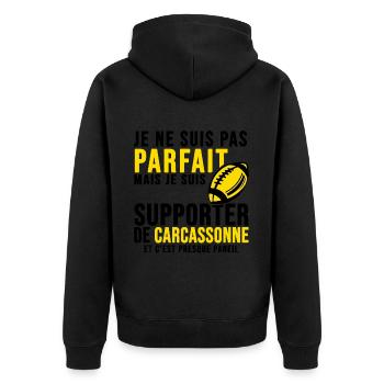 supporter ville carcassone rugby - Veste à capuche bio Premium Unisexe - noir - Dos - Nico (187cm)