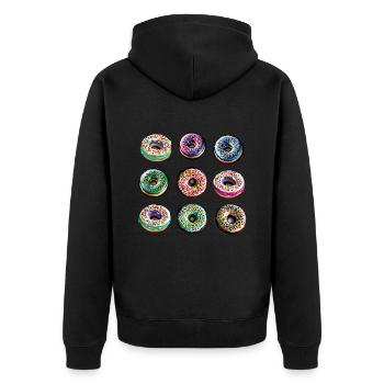 Donuts Muffins Donut Süßigkeit - Unisex Premium Bio Zip Hoodie - Schwarz - Hinten - Nico (187cm)
