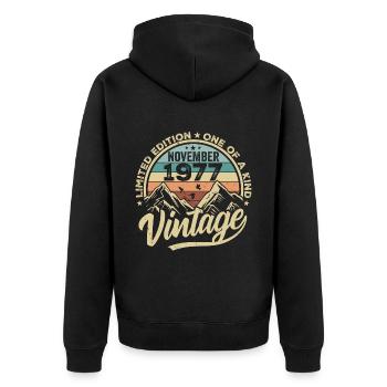 Legendary since November 1977 - Limited Edition 1977 - Unisex Premium Organic Zip Hoodie - black - Back - Nico (187cm)
