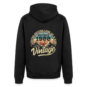 Legendary since November 1988 - Limited Edition 1988 - Unisex Premium Organic Zip Hoodie - black - Back - Nico (187cm)