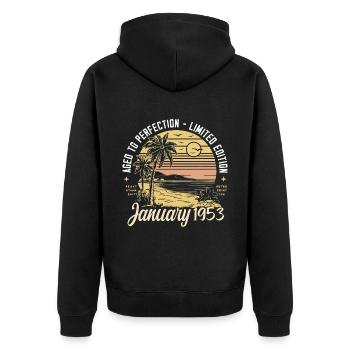 2007 Geburtstag Januar 2007 - Geschenk Januar 2007 - Unisex Premium Bio Zip Hoodie - Schwarz - Hinten - Nico (187cm)