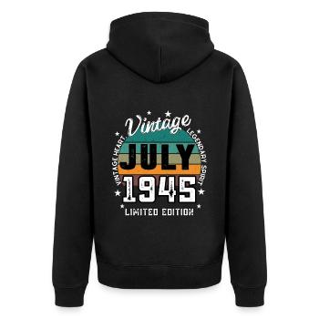 Retro 80 Years Old Vintage June 1945 80th Birthday - Veste à capuche bio Premium Unisexe - noir - Dos - Nico (187cm)