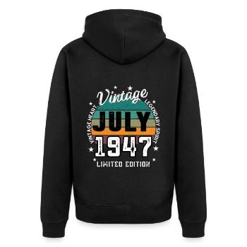 Retro 78 Jahre alt Jahrgang JULI 1947 78. Geburtstag - Unisex Premium Bio Zip Hoodie - Schwarz - Hinten - Nico (187cm)
