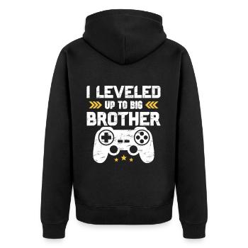Ich bin zu Big Brother 2025 aufgestiegen lustige Gamer-Kinder - Unisex Premium Bio Zip Hoodie - Schwarz - Hinten - Nico (187cm)