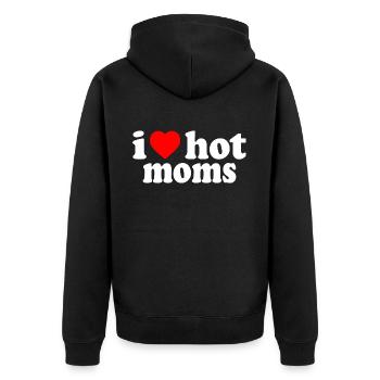 I love hot moms - Unisex Premium Bio Zip Hoodie - Schwarz - Hinten - Nico (187cm)