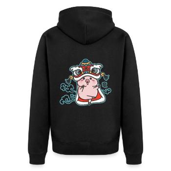 Dragon cochon - Veste à capuche bio Premium Unisexe - noir - Dos - Nico (187cm)