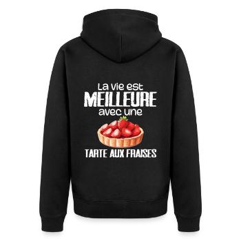 Tarte aux fraises - Veste à capuche bio Premium Unisexe - noir - Dos - Nico (187cm)
