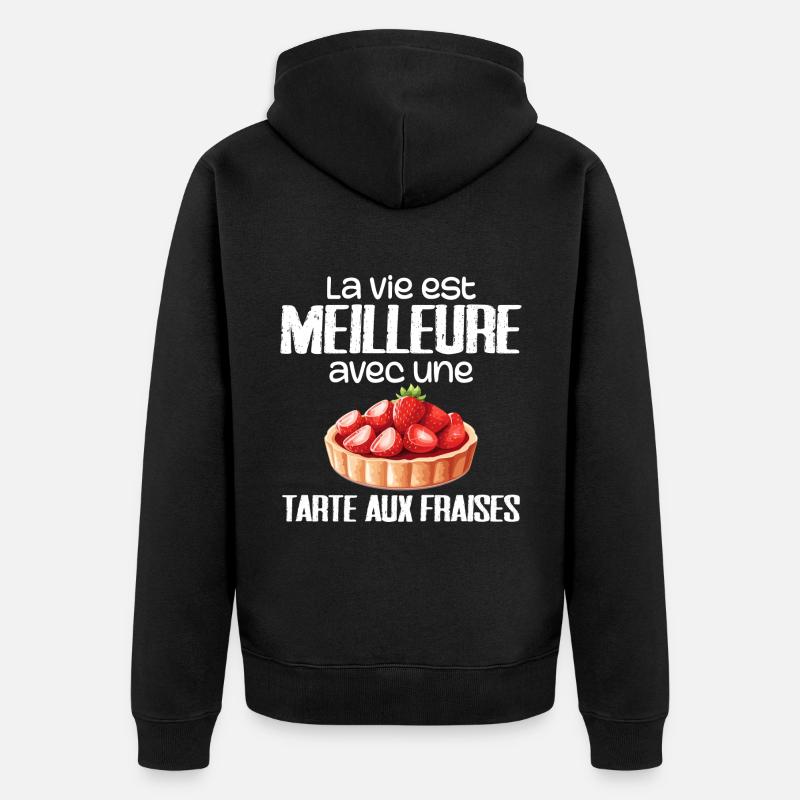 Erdbeerkuchen - Unisex Premium Bio Zip Hoodie - Schwarz