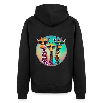 3 Coole Giraffen mit Sonnenbrillen - Unisex Premium Bio Zip Hoodie - Schwarz - Hinten - Nico (187cm)