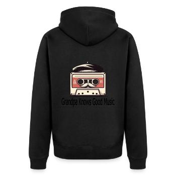 80er Jahre - Unisex Premium Bio Zip Hoodie - Schwarz - Hinten - Nico (187cm)