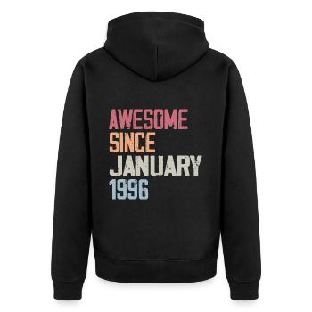 Birthday January 1996 Retro 1996 January - Unisex Premium Organic Zip Hoodie - black - Back - Nico (187cm)