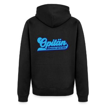 Farben änderbar | Opitän opa kapitän - Unisex Premium Bio Zip Hoodie - Schwarz - Hinten - Nico (187cm)