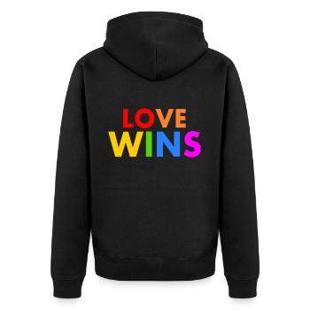 Love wins - Unisex Premium Organic Zip Hoodie - black - Back - Nico (187cm)