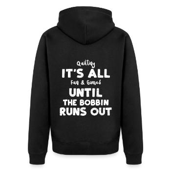 Quilting It's All Fun & Games Un... - Unisex Premium Organic Zip Hoodie - black - Back - Nico (187cm)