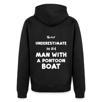 Never Underestimate An Old Man W... - Unisex Premium Organic Zip Hoodie - black - Back - Nico (187cm)