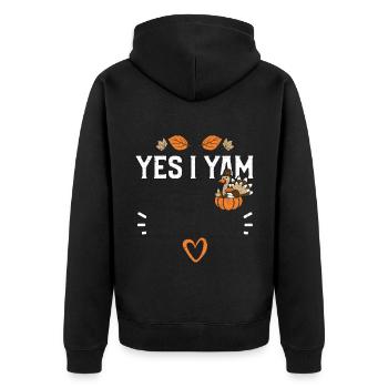 Yes I Yam - Thanksgiving - Unisex Premium Bio Zip Hoodie - Schwarz - Hinten - Nico (187cm)