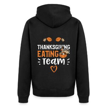 Thanksgiving Eating Team - Unisex Premium Bio Zip Hoodie - Schwarz - Hinten - Nico (187cm)