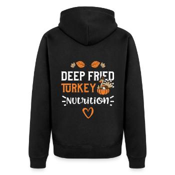 Deep Fried Turkey Nutrition - Unisex Premium Bio Zip Hoodie - Schwarz - Hinten - Nico (187cm)