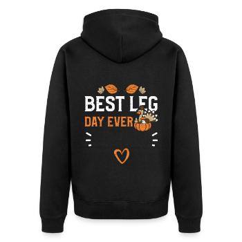 Meilleur jour de jambe de tous les temps - Thanksgiving - Veste à capuche bio Premium Unisexe - noir - Dos - Nico (187cm)